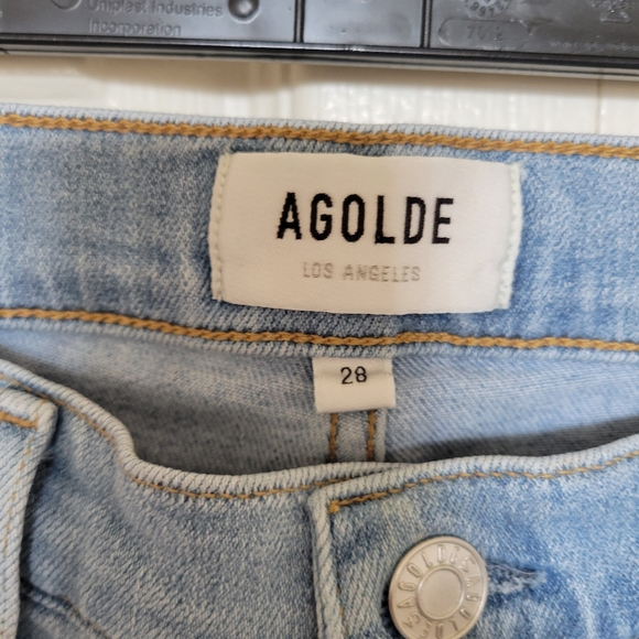Agolde  Jeans Sophie Ankle Skinny Light Wash Raw Hem Denim - Picture 4 of 9